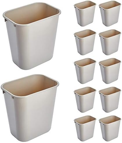 Rubbermaid Commercial Products Receptacle Wastebasket, 3.25-Gallon/13-Quart, Beige, Plastic, Garbage Can for Home/Office, Fits Under Desk/Sink/Cabinet, Pack of 12 by RubbermaidCommercialProducts