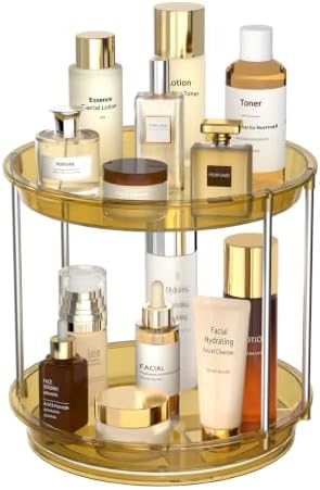 Rotating Makeup Organizer, Perfume Skincare Holder, 2 Tier 9 Inch, Amber by Unknown