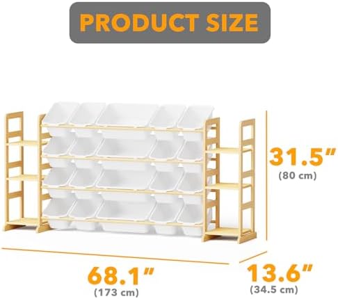 SpaceAid Toy Storage Organizer with 6 Shelves and 20 Bins, Toy Organizers Storage Bookshelf, Kids Bin Shelf Toys Box Bookcase for Bedroom Playroom Organization Room Decor, White - Image 2