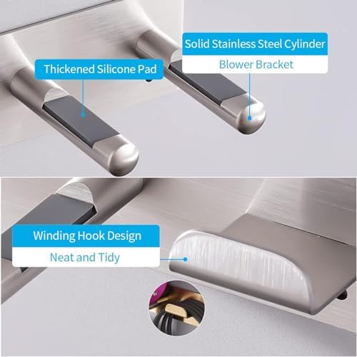Hair Dryer Holder, SUS304 Adhesive Blow Dryer Holder Wall Mounted Compatible with Dyson Hair Dryer, Hair Dryer Organizer Dyson Hair Dryer Wall Mount - Image 2