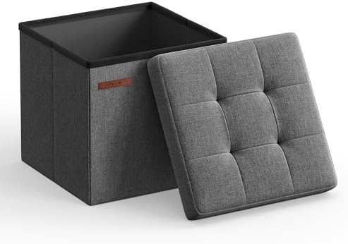 SONGMICS Small Folding Storage Ottoman, 11.8 x 11.8 x 11.8 in by SONGMICSbySONGMICSHOME