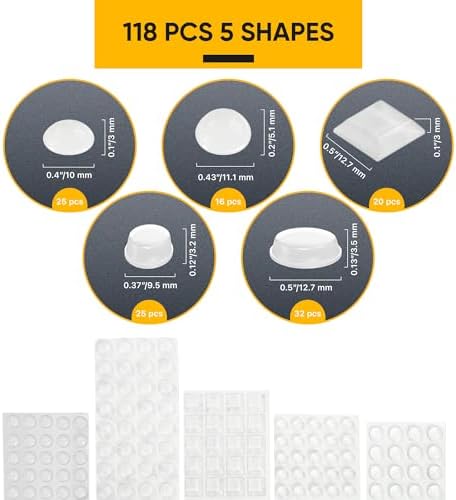 Vellax Cabinet Door Bumpers, 118 Clear Silicone Bumper Pads, Adhesive - Image 2
