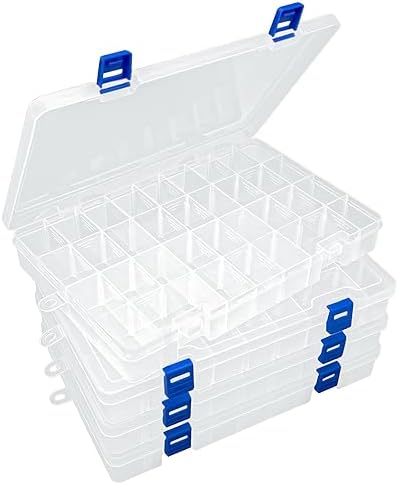 DUOFIRE Plastic Organizer Storage Box, Adjustable Divider 34 Grids, 4 Pack by DUOFIRE