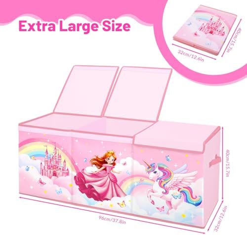 Toy Storage Box with Lids Extra Large Collapsible Toy Box Chest for Kids - Image 2