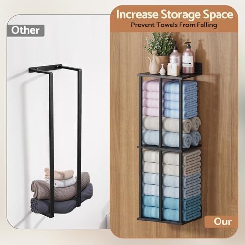 Bathroom Towel Storage, Black Bathroom Towel Holder - Image 4