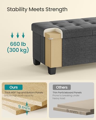 SONGMICS Storage Ottoman Bench with Legs, Flipping Lid, 43.3 Inches - Image 5