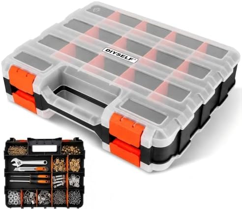 DIYSELF Screw Organizer, Double-Sided 34-Compartment Small Parts Organizer by DIYSELF