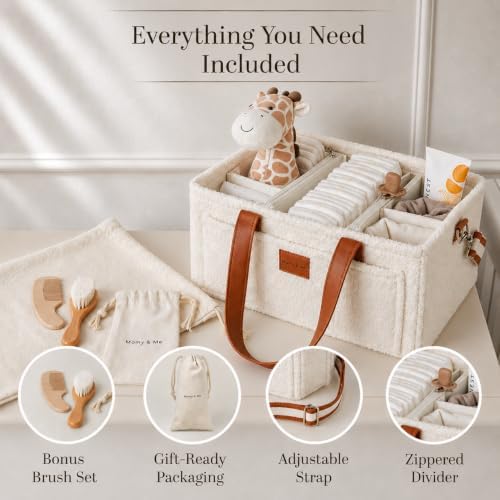 Boucle Baby Diaper Caddy Organizer, Off White - Image 2