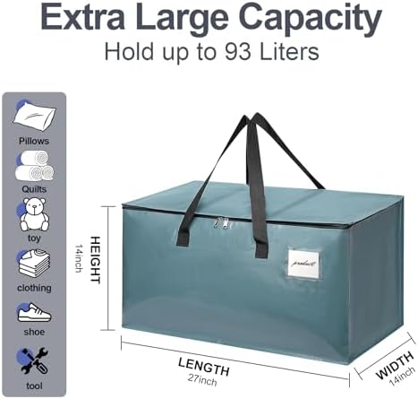 Moving Bags Heavy Duty Steel Blue – Large Packing Bags for Moving, Extra Large Storage Totes with Zippers and Handles - Image 2