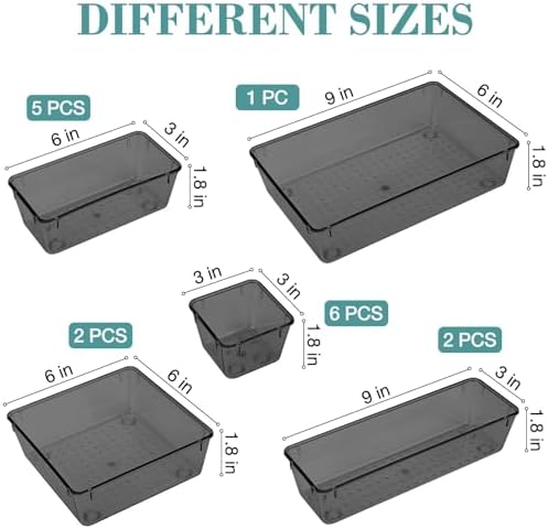 16 PCS Drawer Organizer Set, 5 Size Bathroom and kitchen organizer Trays - Image 2