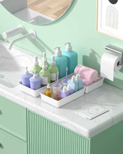 10 Pack Large Size Plastic Drawer Organizers Set, 3 Sizes Desk Drawer Organizer Trays, Storage Bins for Vanity, Makeup, Bathroom, Kitchen Utensils and Office (White) - Image 7