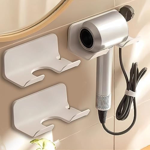 2-Pack Universal Hair Dryer Holder, Self Adhesive Wall Mount, White by SUPTEC%C2%AE
