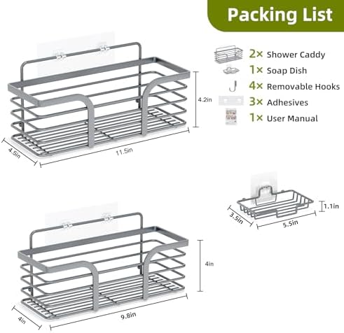 Yougai Dark Gray Shower Shelves, Bathroom Organizers and Storage - Image 2