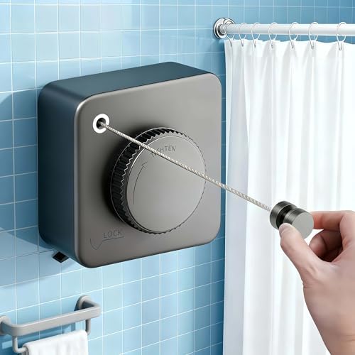 Retractable Clothesline, 16.8 FT Indoor Wall Mounted Laundry Line by NAWIQI