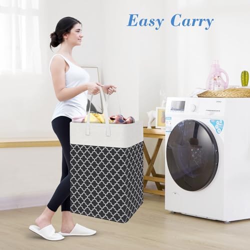 BlissTotes 3-Pack Laundry Basket, Collapsible Laundry Hamper, Black, 100L - Image 5