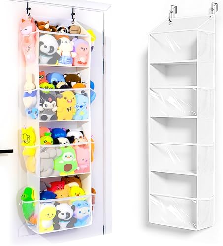 Toread Over the Door Stuffed Animal Storage, Holds Up To 75 lbs, Easy View Over The Door Storage, Versatile For Stuffed Animal, ideal for Storing Small To Medium Items On Any Door.(White) by Toread