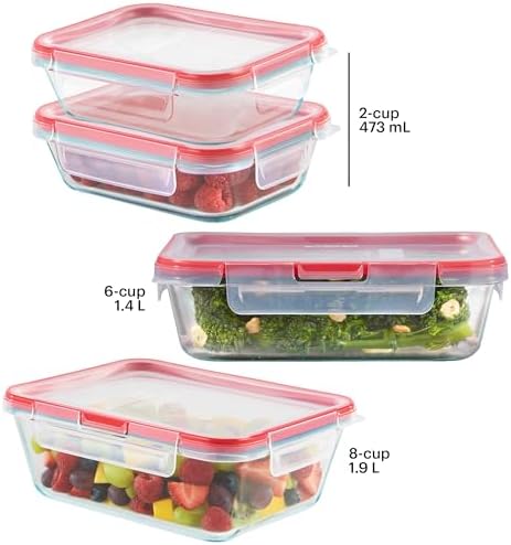 Pyrex Freshlock (4-Pack) Mixed Sized Glass Food Storage Containers Set - Image 2