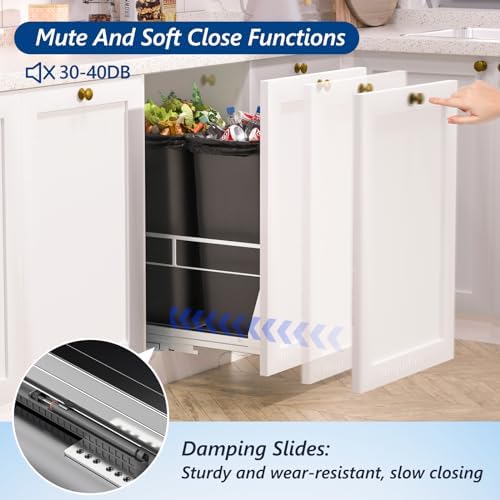 Insputer Dual Pull Out Trash Can Under Cabinet with Soft-Close Slides - Image 6