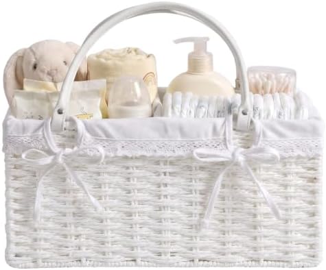 Yecaye Large Baby Diaper Caddy Organizer, Paper Rope Storage Baskets, White by Yecaye