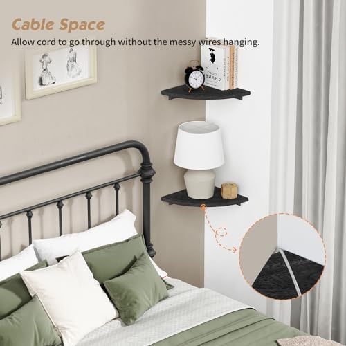 Forbena Black Corner Floating Shelves for Wall Set of 4, Small Rounded Corner Shelves Wall Mount for Bedroom Books, Mini Wood Hanging Corner Shelf for Bathroom Decor, Living Room, Small Spaces - Image 5