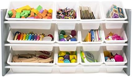 Humble Crew Made for Me Kids Toy Storage Organizer with 12 Storage Bins, Grey/White - Image 2