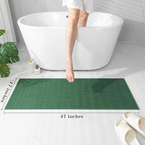 chakme Bathroom Rugs Mat 47x17, Ultra Thin Non Slip Bath Mats Runner Quick Dry Absorbent Bath Mat for Bathroom Floor, (Green, 47"x17") - Image 2