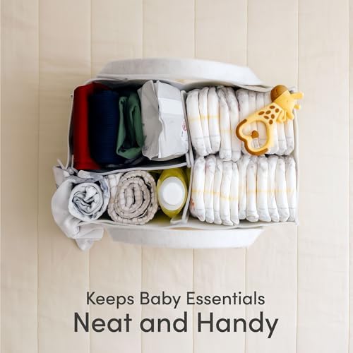 PUTSKA Baby Diaper Caddy Organizer, Felt Nursery Basket, White, Large - Image 5