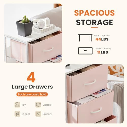 Sweetcrispy Dresser for Bedroom, 4 Drawer Storage Cabinet, Tall Nightstand - Image 4