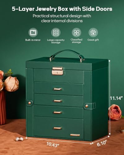 Homde Large Jewelry Box for Women: 5-Layer Organizer with Lock for Dresser - Image 2