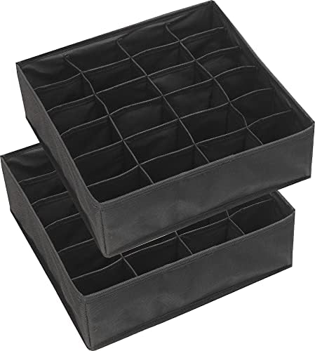 Simple Houseware 2 Pack Closet Sock Organizer, 24 Cell, Black - Image 3