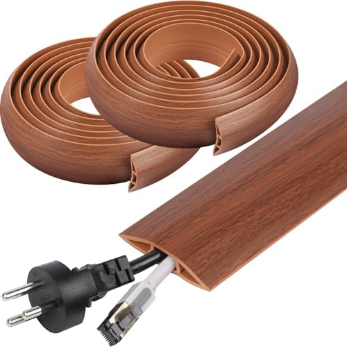 20 FT Floor Cord Cover, Cord Covers for Wires on Floor, Cord Protector, Floor Cable Cover, Hide Extension Cord Covers for Floor, Cable Cavity: 0.47" (W) x 0.29" (H) - Brown by YesBes