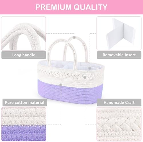 ABenkle Baby Diaper Caddy Organizer, Cotton Rope Nursery Storage Basket - Image 4