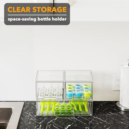 SpaceAid Bottle Storage Organizer Baby - Acrylic Bottles Station Organizer Container, Stackable Clear Drawers for Countertop, Vanity, Bathroom, Cabinet, Pantry Organization, 3 Pack, 2S1L, 7.8"H - Image 5