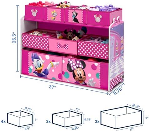 Disney Minnie Mouse Deluxe 9 Bin Design and Store Toy Organizer by Delta Children, Greenguard Gold Certified - Image 5