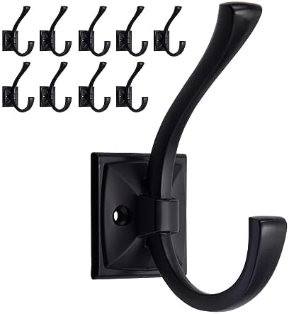 TUNNY 10 Pack Antique Design Wall Hanging Coat Hooks - Matte Black Coat Hooks Towel Hook for Entry Shoe Cabinet, Wardrobe Bathroom Bedroom Furniture Hardware by TUNNY