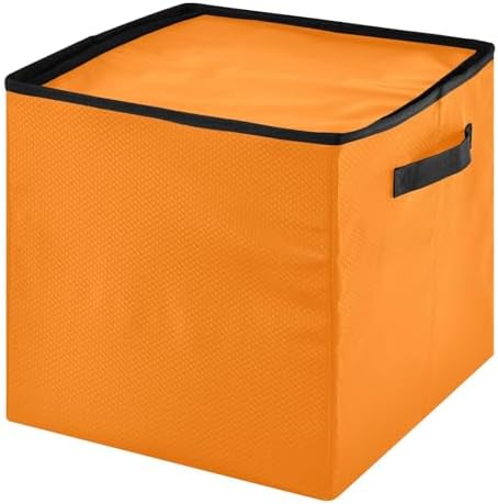 YETTASBIN Orange Solid Color Large Christmas Ornament Storage Box with Zipper & Adjustable Dividers, Storage Container with Lid & Handles for 64 Holiday Ornaments 3-Inch, 13 x 13 Inch - Image 2