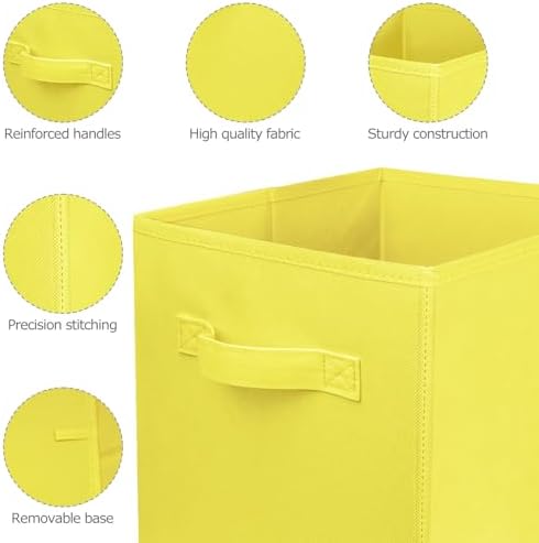 2 Pcs Storage Cubes, 10.5 Inch Collapsible Storage Bins, Fabric Foldable Bins for Organization, Durable Storage Bins for Closet, Shelves, Offices (Yellow) - Image 5