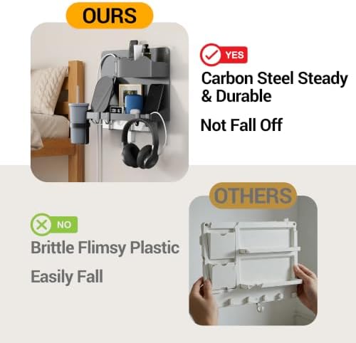 Bedside Shelf, Dorm Room Essentials Metal Floating Shelves (Black) - Image 3