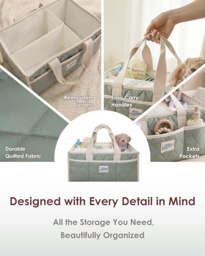 Diaper Storage Caddy – Nursery Basket with Removable Divider and Pockets - Image 6