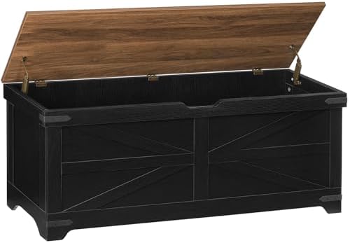 MAHANCRIS Large Toy Chest, 47.2" Wooden Toy Box with 2 Safety Hinges by MAHANCRIS