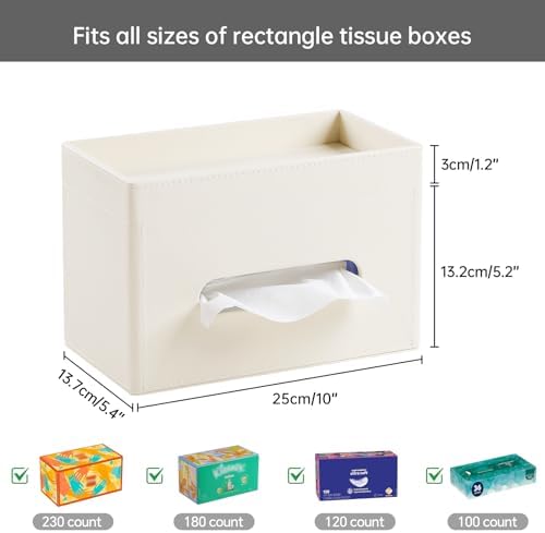 Plus Size Tissue Box Cover, Rectangle Tissue Box Organizer, Beige - Image 5