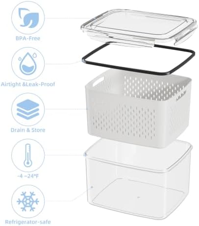 8 Pack Fruit Storage Containers for Fridge with Removable Colander - Image 5