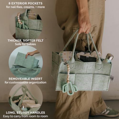 Parker Baby Co. Felt Diaper Caddy Organizer - Regular, Sage - Image 5