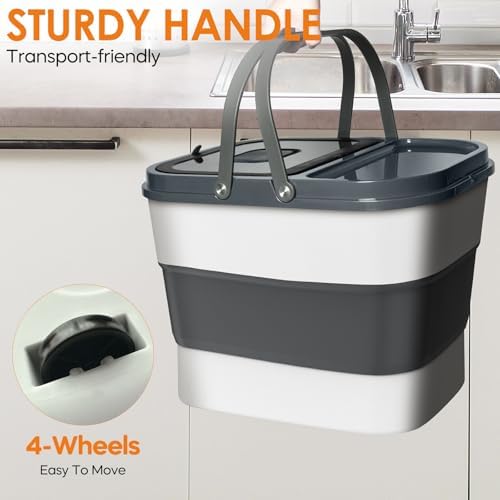 HOYTAMDAR 35lbs Collapsible Dog Food Storage Container,Rolling Wheels - Image 2