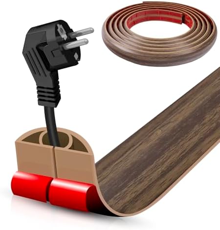 Floor Cord Cover Self Adhesive Cord Hider,20FT Cable Management, Extension Strip Protector for Wires, Prevent Cable Trips for Offices, Gyms, Exhibitions Cavity:0.39"(W) x 0.27"(H) Wood Walnut by DBHXXMB-HH