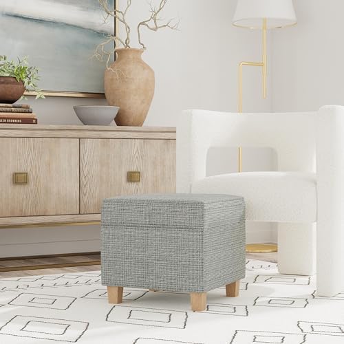 HomePop 18" Classic Square Storage Ottoman - Sage Mini Grid Pattern - Image 2