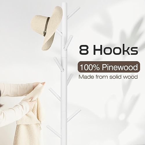 WANGMUXIA 2 PCS Coat Rack, Freestanding Coat Rack with 8 Hooks and 3 Adjustable Size Tree Coat Racks for Bedroom, Hallway, Entrance, Office, for Hats, Coats, Scarves, Handbags - Image 4
