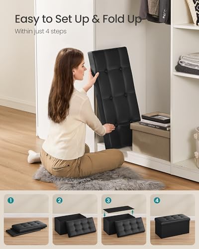 SONGMICS Storage Ottoman Bench, 30 Inches Folding Foot Rest Stool - Image 6