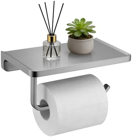 TRUSTMI Toilet Paper Holder with Shelf & Phone Stand, Brushed Nickel by TRUSTMI