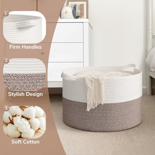 Goodpick 65L Large Woven Rope Basket for Blankets Living Room, 65L - Image 5